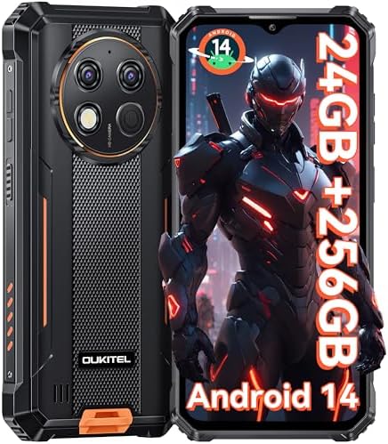 OUKITEL G1 Rugged Smartphone Unlocked - 24+256GB/1TB Android 14 Rugged Cellphones, 6.52” HD Display 48MP Rear Camera 10600mAh Battery IP68/IP69K Waterproof Phone, Dual Sim/NFC/Fingerprint 2025
