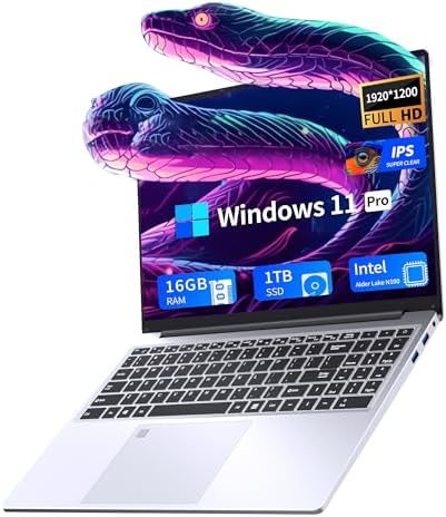 16 Inch Laptop Computer | Gaming Laptop | 16GB RAM 1TB SSD | N100 Processor | FHD 1920 * 1200 | 180 Angle Open | Backlit | BT4 WIFI5 | Windows 11 Pro | Fingerprint Unlock | UHD Graphics 750 MHz