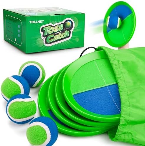 Toss and Catch Ball Set 4 Pack for Toddlers, Kids and Adults - Classic Kids Toys Outdoor Indoor - Sturdy & Water-Resistant, Great for Beach, Pool and Backyard - Ideal Gift for Boys Girls(Blue-Green)