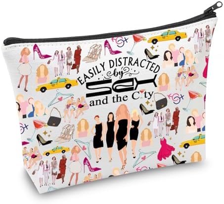 CMNIM Sex City TV Series Gift Easily Distracted By SATC Makeup Pouch Bag Romantic Comedies TV Show Gift New York Girl Gift (Easily Distracted By SATC MB)