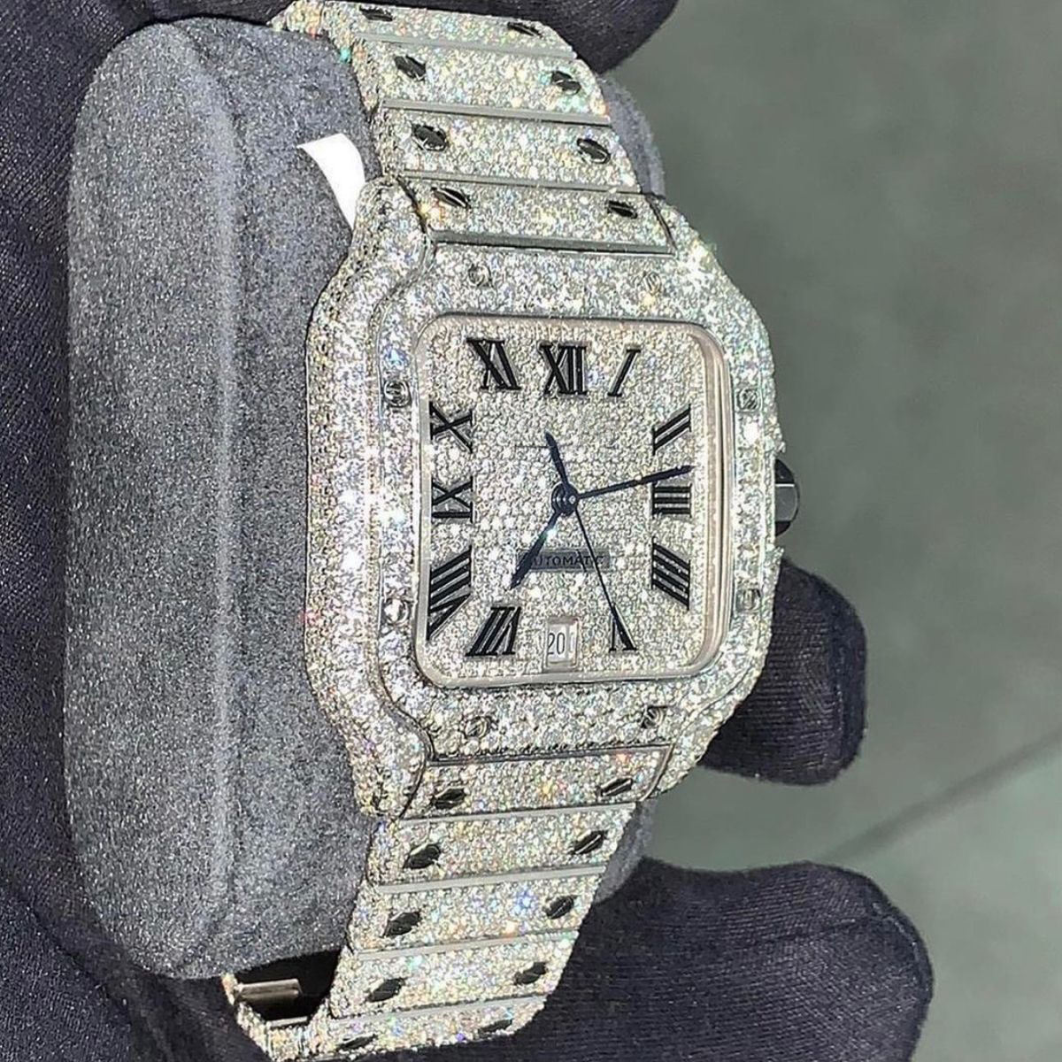 Handmade Setting Pass Diamond Tester VVS Moissanite Diamond Iced Out Luxury Mechanical Watch