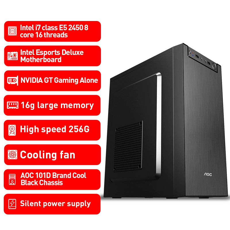 Jieshuo 100% New Desktop Computer Factory Wholesale Computadoras Rtx 3090 Intel Cpu I7 Desktops Gamer Gaming Pc Case Computer 