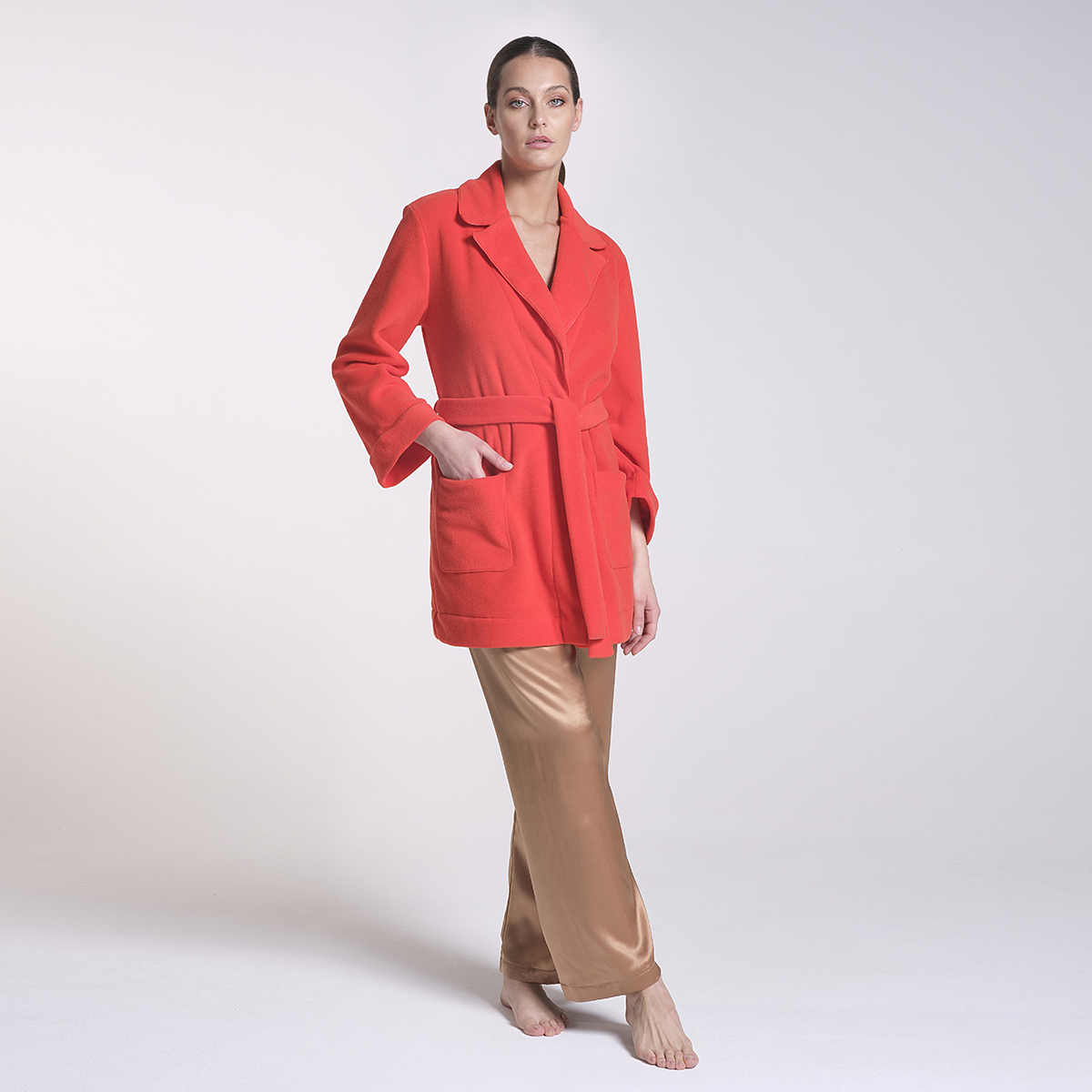 Made In Italy Luxury Viscose Pile Robe For Fall Winter 2022 Sleepwear For Woman 