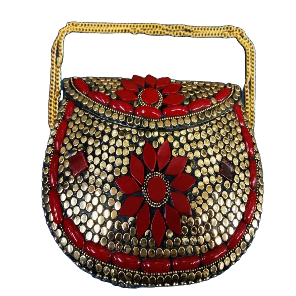 Indian Metal Clutch Bags Women's Bags Canvas Bag
