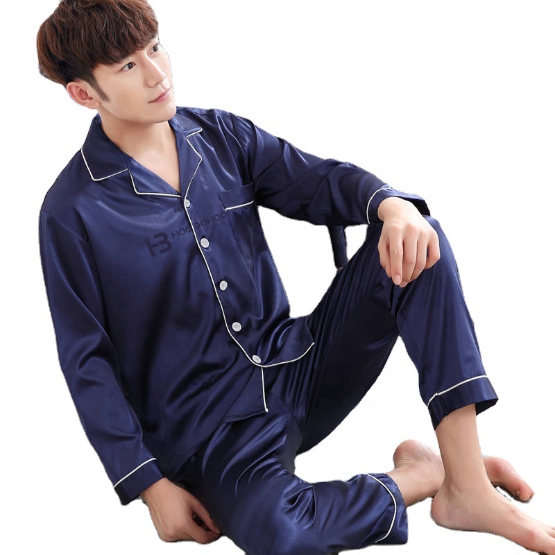 Luxury Printed Custom Designer Men&#39;s Sleepwear Summer Woven Pyjamas Set Satin Silk Pajamas For Men 
