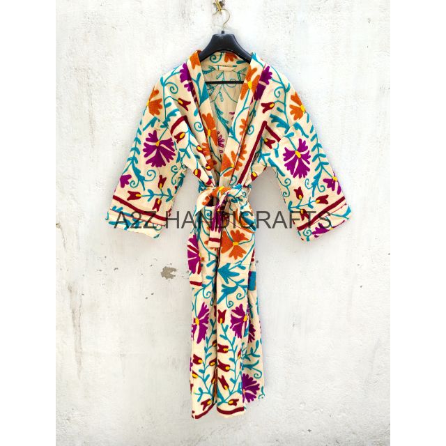 Suzani Hand Embroidered Jacket All Color Indian Handmade Kantha Quilt Kimono Jacket Kimono Kantha Kimono Women Wear Front Open