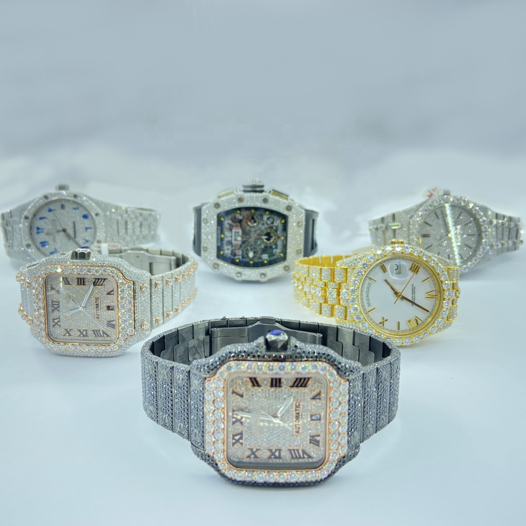 VVS Moissanite Diamond Watch Luxury Customize Hip Hop Mechanical Watches Full White Luxury Mechanical Watches for Men