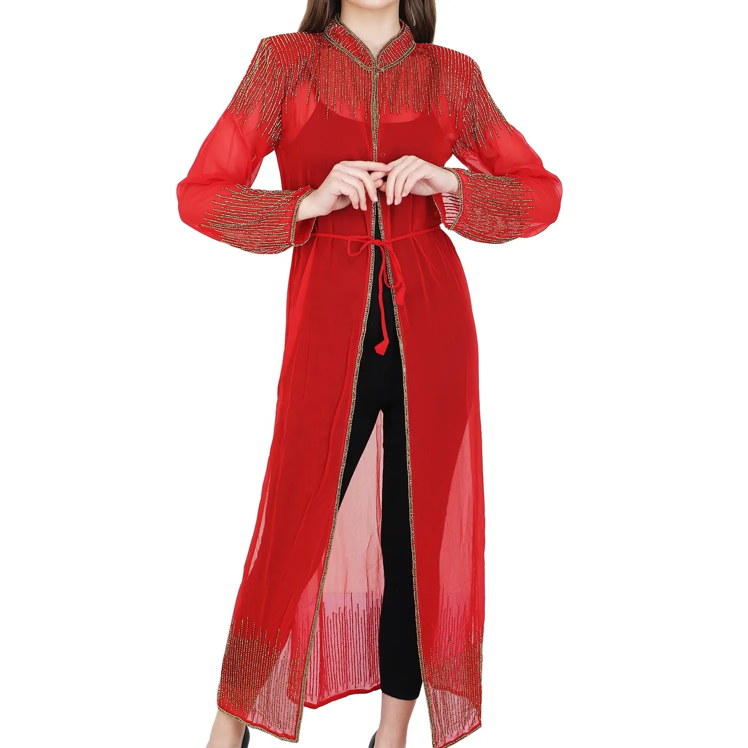 Women's Arabian Style Long Satin Abaya Kaftan Front Open Poncho Coat Spaghetti Straps Summer Sea Shipping Various Colors