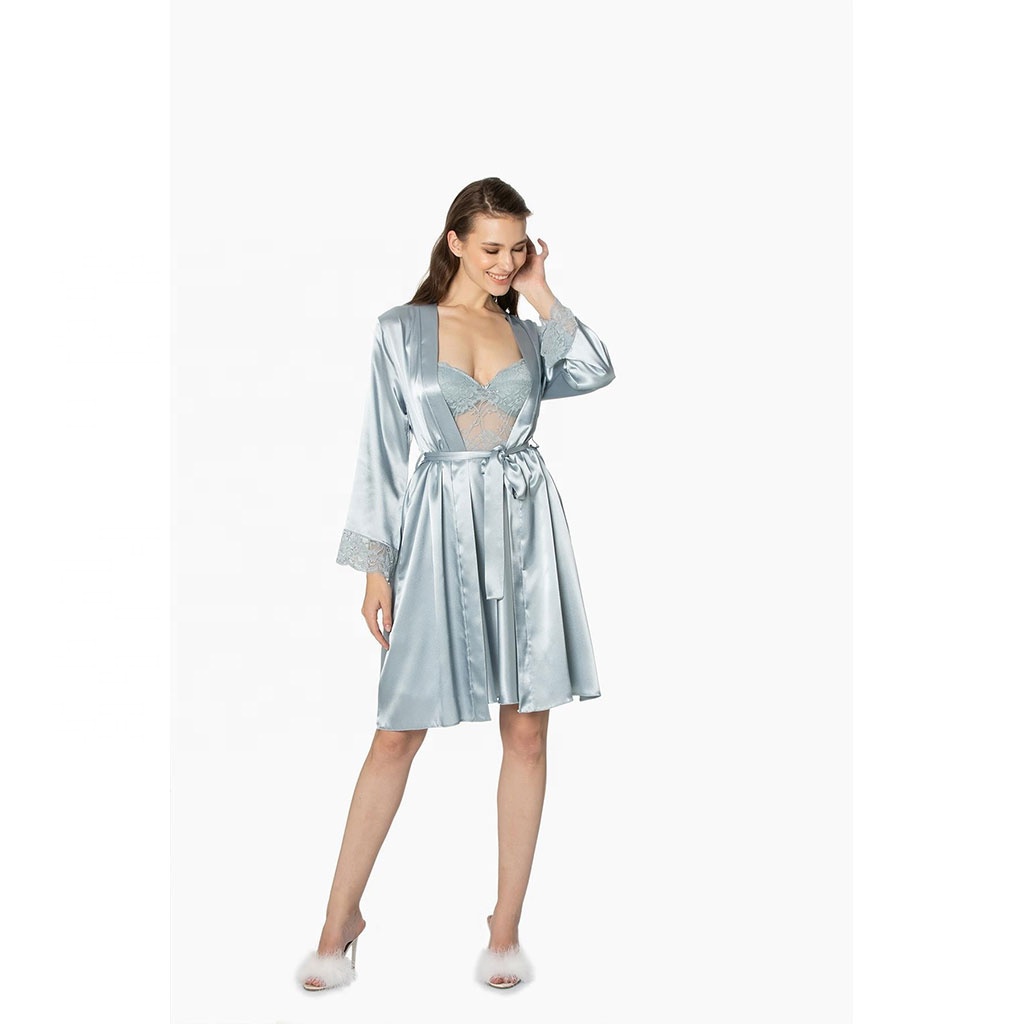 Wholesale Casual Night Wear Plus Size Women's Sleepwear Ladies Sexy Lingerie Night Gown Soft Nightwear Satin Silk Pajamas