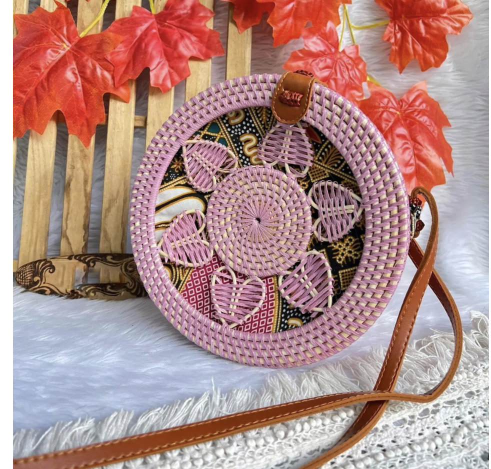 Natural Bamboo Rattan Basket Straw Travel Leisure Women's Bag Handmade Rattan Fashion Beach Bag