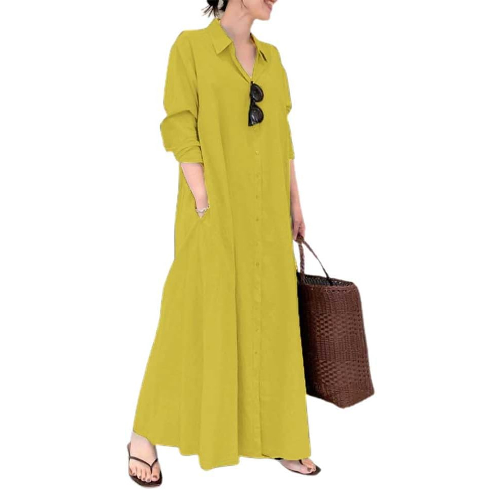 Womens Clothing Casual Dresses Autumn Winter Sexy Casual Dress for Ladies Khimar Breathable Thobe V Neck 2025