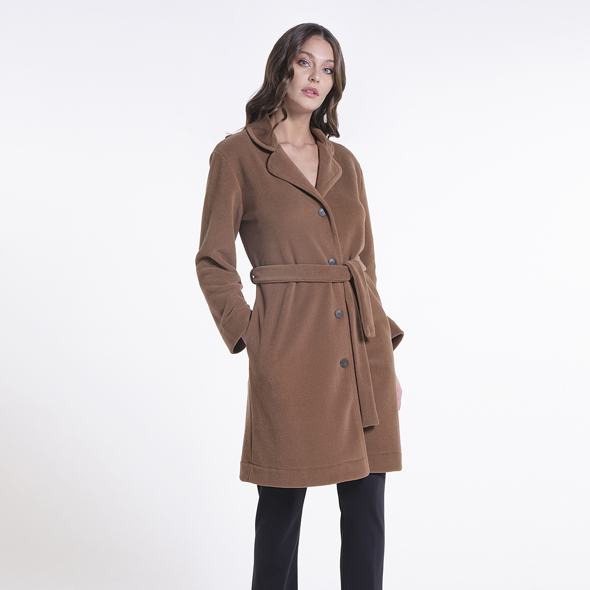 Made In Italy Luxury Viscose Pile Robe With Buttons Belt And Pockets For Fall Winter 2022 Sleepwear For Woman 