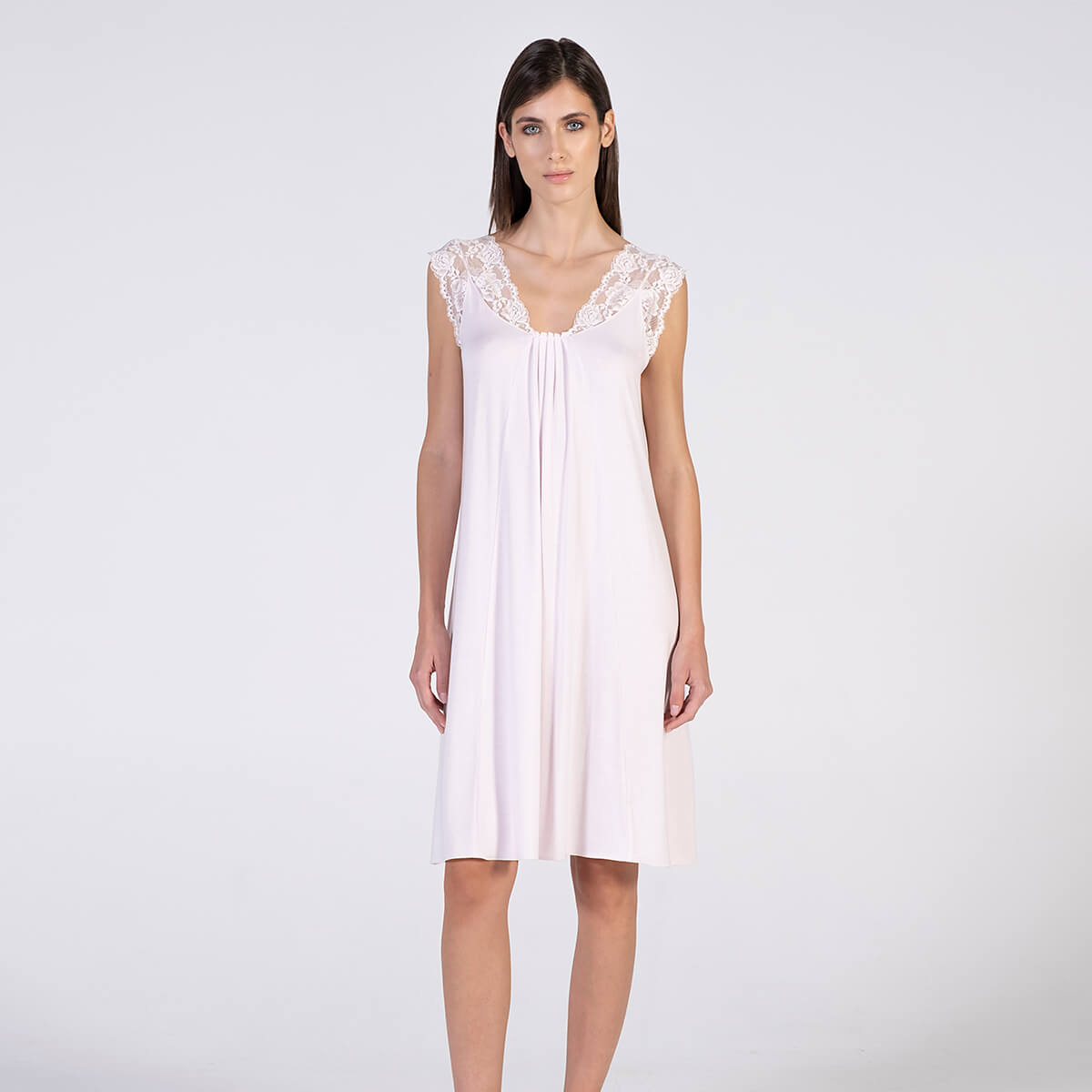 High Quality Made In Italy Modal Chemise With Lace For Spring Summer 2022 Sleepwear For Woman To Lounge In 