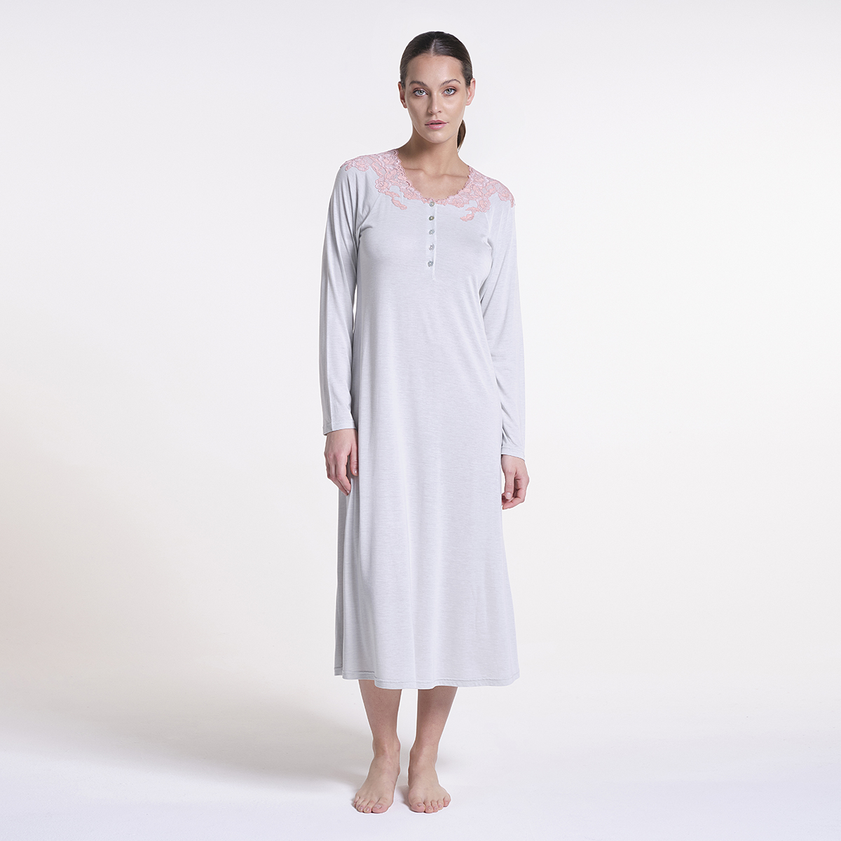 Made In Italy Luxury Modal Chemise With Frastaglio And Elastic Lace For Fall Winter 2022 Sleepwear For Woman 