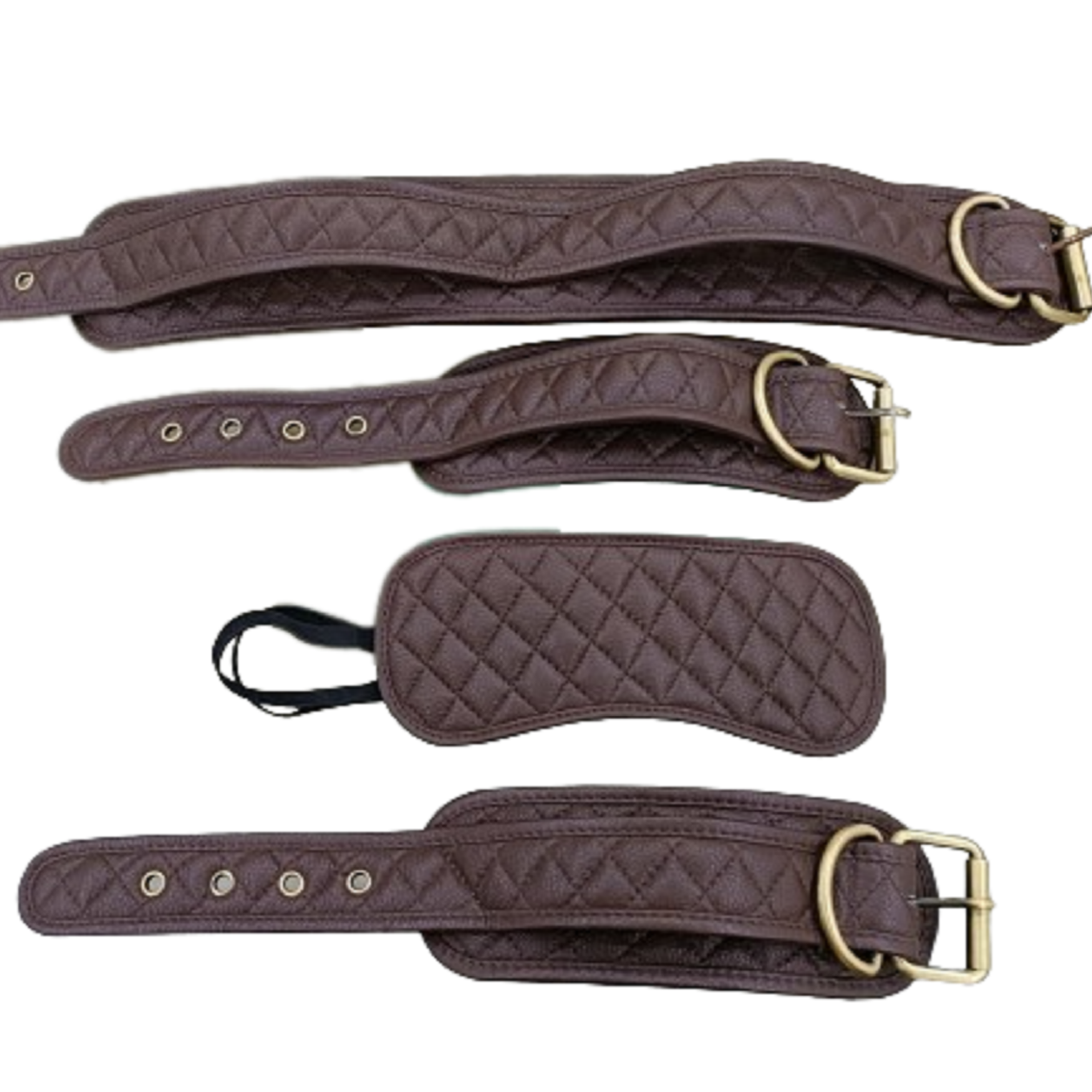 New Genuine Leather Handcuffs Leg Cuffs Bands With Eye Mask and Spank Paddle Adjustable BDSM Sex Toy for Men & Women Unisex