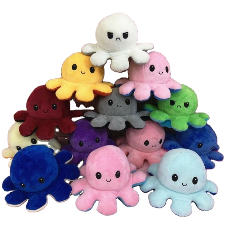 Hot Selling Low Moq Plush Reversible Octopus Stuffed Animal Custom Soft Toys Made With Pp Cotton Multi- Color For Kids Adults 