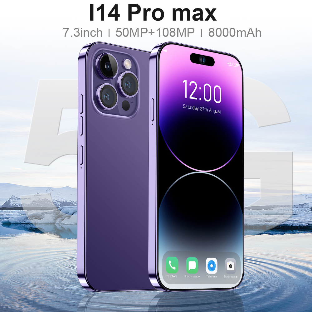 Hot Selling Phone I14 Pro Max Original Unlock 16gb+1024gb 24mp+48mp Double Sim Card 6800mah Cell Celular Smart 5g Mobile Phone 