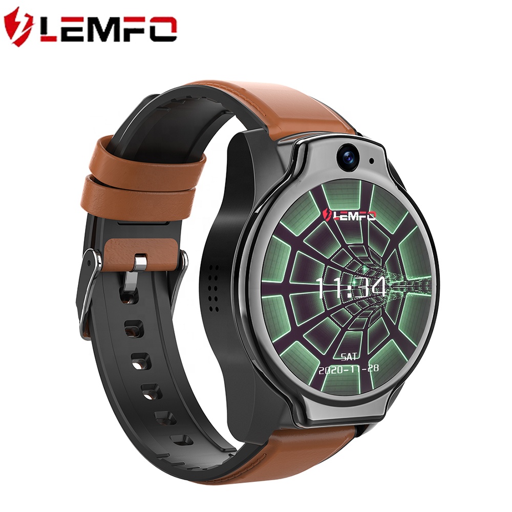 New Arrival Lemfo Lem14 Android 10 Smartwatch Phone Ip68 Waterproof Ble 5.0 Face Id Smart Watch For Men Dual Cameras 
