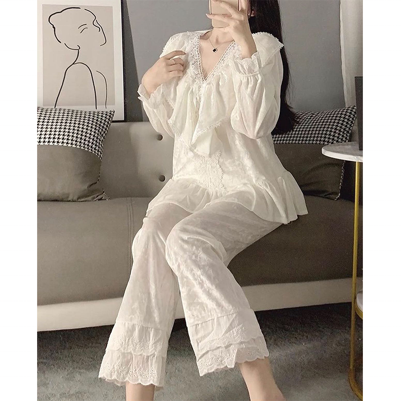 7099--XUJO- - Set Women's Clothing Printed Polyester Lounge Wear Ladies and Girls Night Dress Ladies