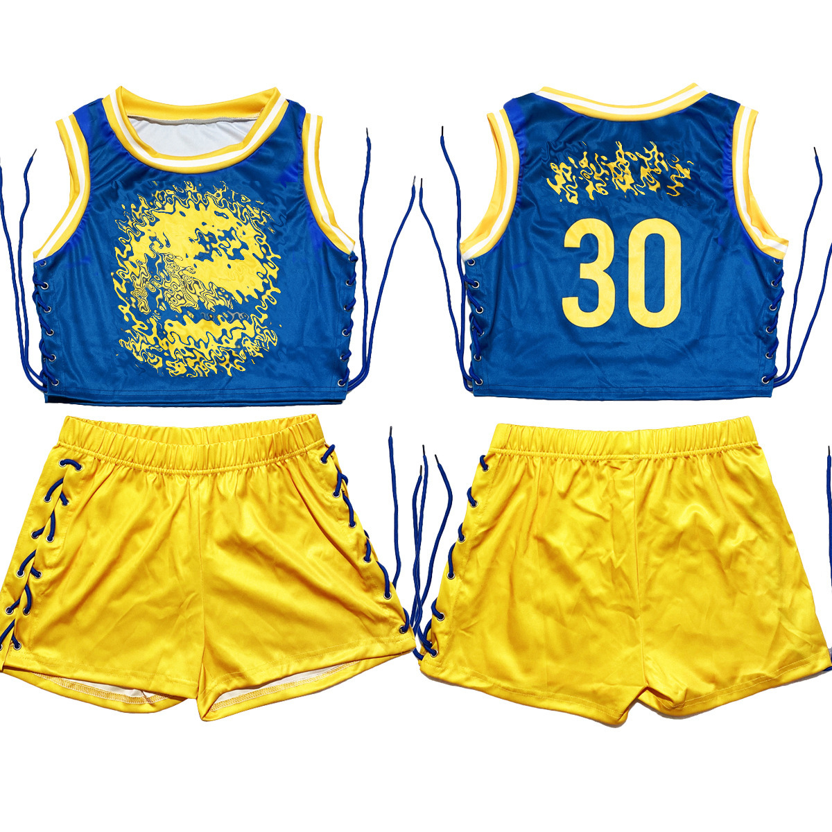 Women&#39;s Clothing Sexy Fashion Double Sided Pattern Printing Sleeveless 2 Piece Set Women Shorts Set 