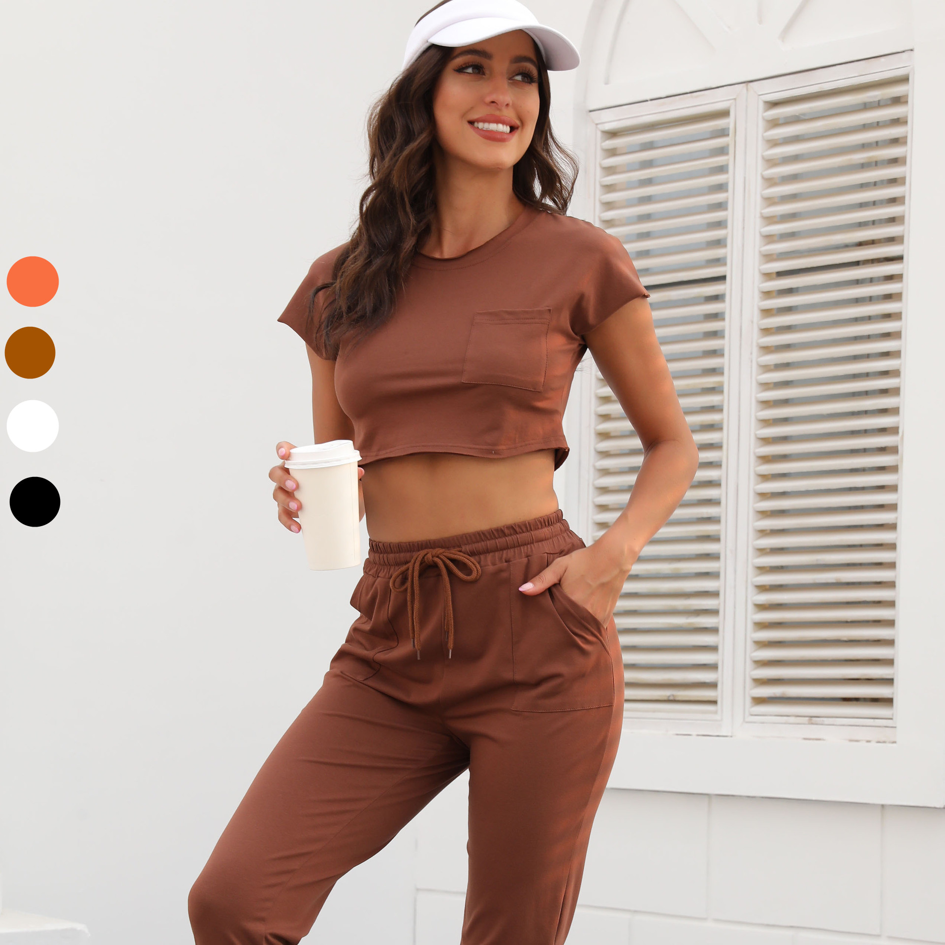 Wholesale Custom 2022 New Casual Sweatpants And Crop Top Jogger Set Breathable Workout Clothing Yoga Wear Women Sportswear 