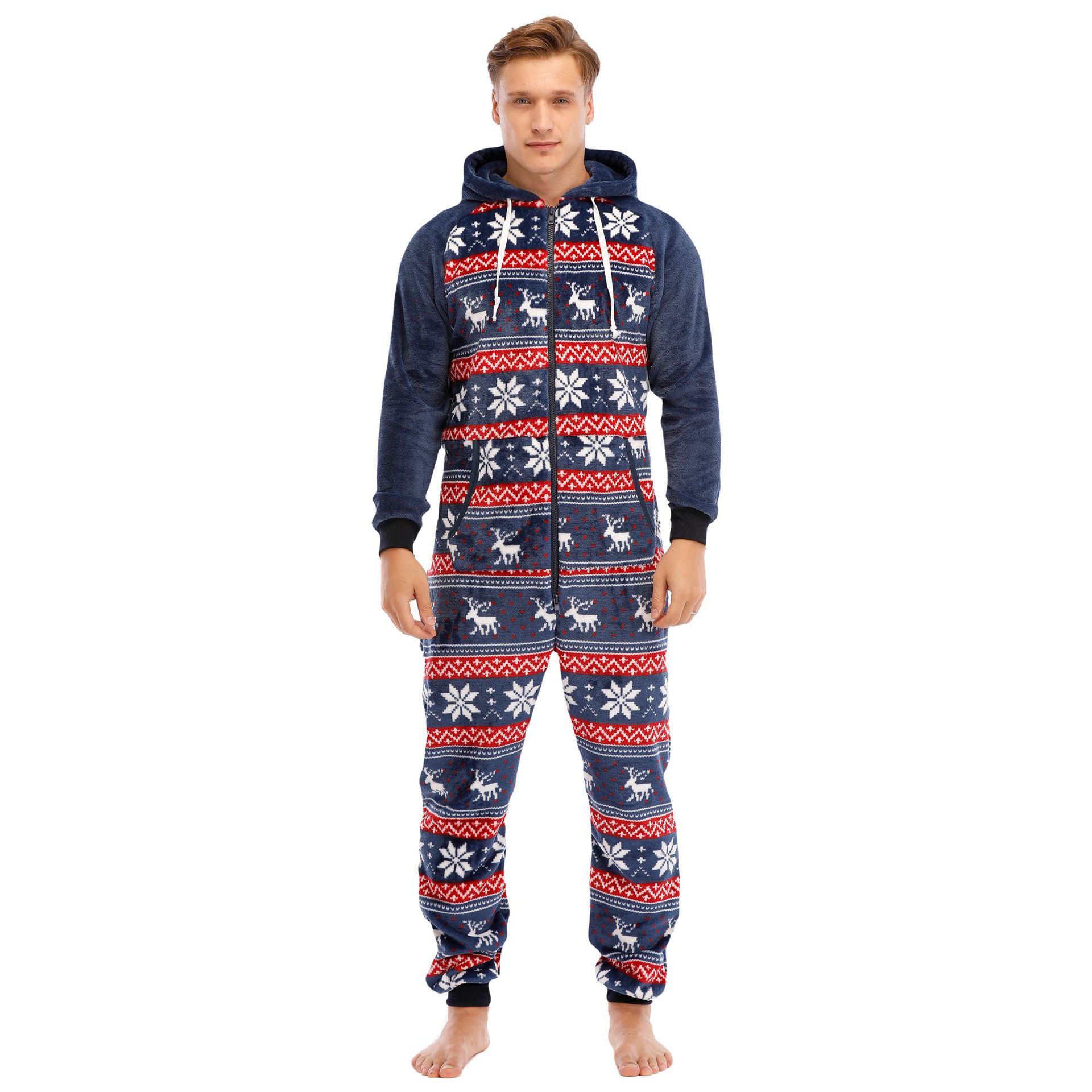 Men Warm Teddy Fleece Onesie Sleep Adult Sleepwear One Piece Pyjamas Male Jumpsuits Hooded Onesies 