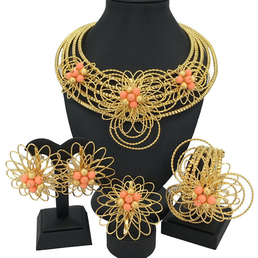 Yuminglai 18 K Gold Jewelry Brazilian Gold Jewelry Sets Big Jewelry For Women Fhk13033 