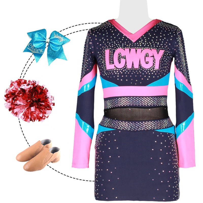 Cheerleading Outfits Cheerleader Uniforms Oem Sportswear Type Supply Service Product High Quality Rhinestone Cheer Team Wear 