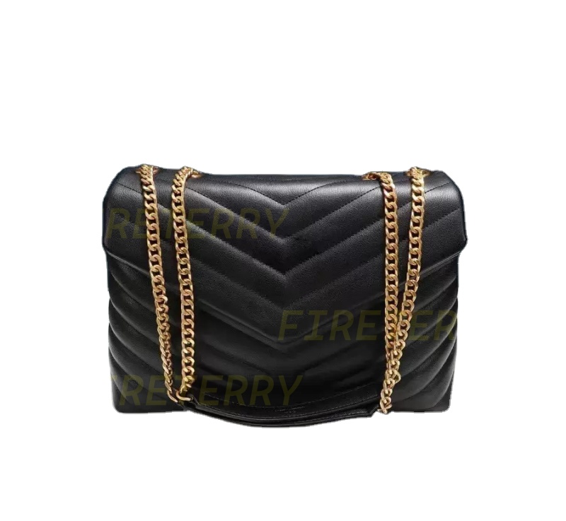 Top Quality Designer Loulou Bag Large Shoulder Chains Clutch Purses Genuine Calfskin Leather Grosgrain Grosgrain Lining Handbag 