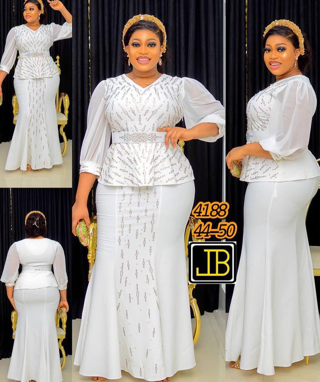 Boboyu Drop Shipping Elegant Women Dresses 2022 Africa Design Plus Size Rhinestone Blouse Tops 2 Piece Skirt Set Turkey Clothing 