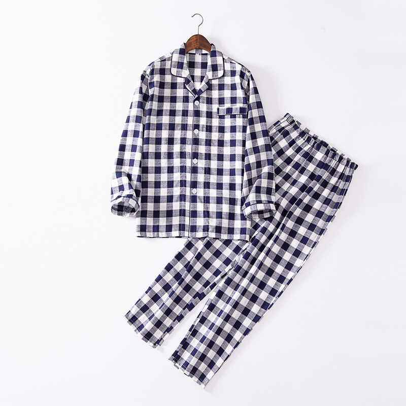 Halloween 2020 Latest Men Clothing Wholesale Skin Friendly Plaid Long Sleeve Shirt Set Pajama Men&#39;s Sleepwear Pajamas Set 