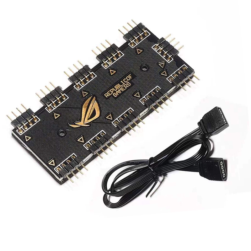 Motherboard Rgb Hub 1 Control 10 Splitter Aura Shenguang Sync Rgb Fan Lighting Control Computer Accessories 