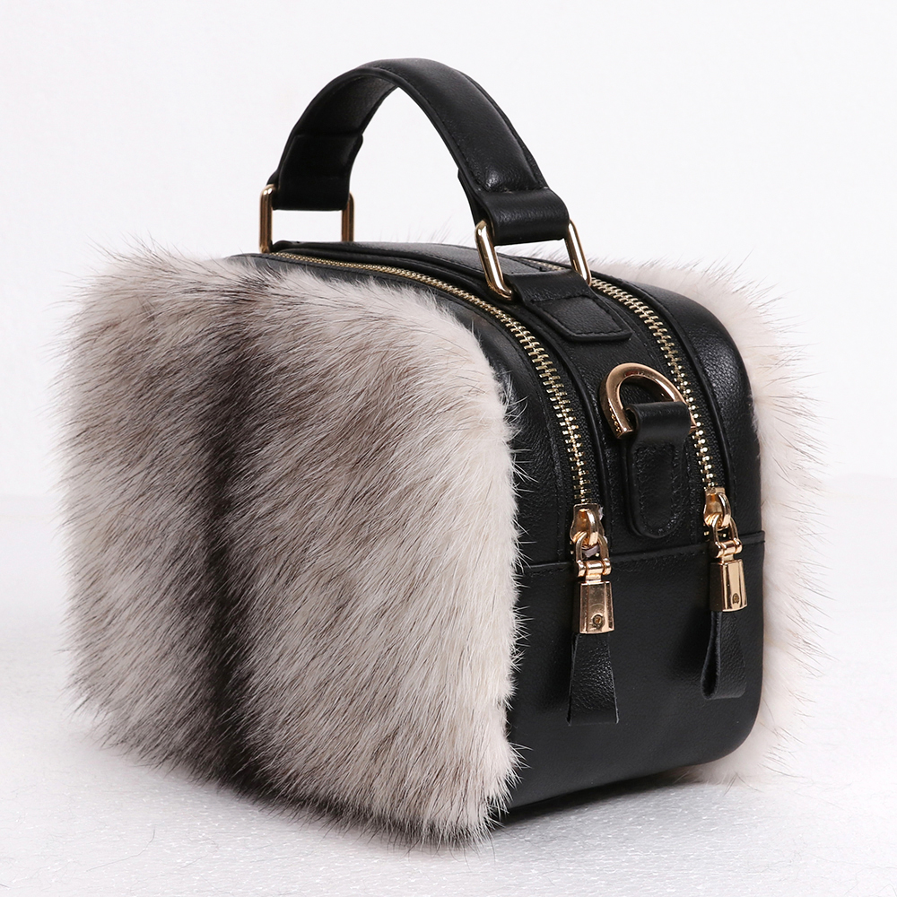 High Quality Real Fox Fur Shoulder Bags Ladies Winter Fashion Women Fluffy Handbags