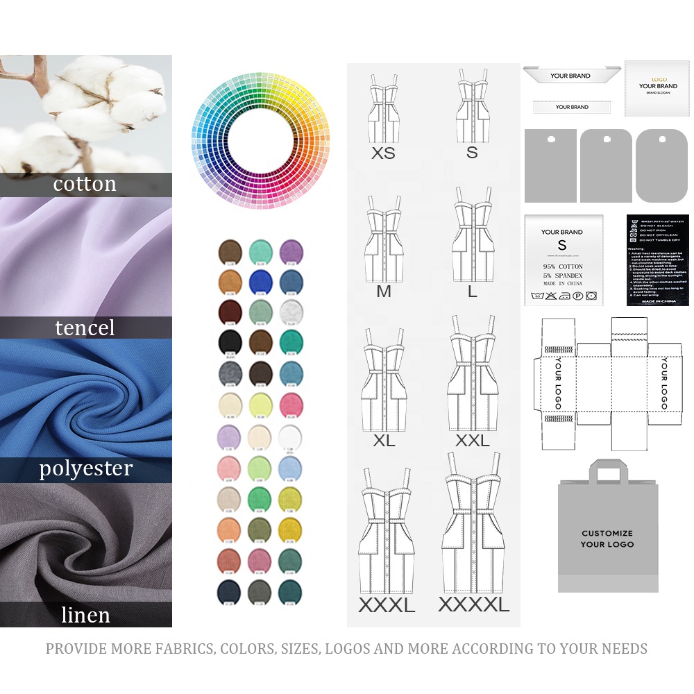 Oem Odm Clothing Manufacturer Make Own Brand Custom Low Moq Apparel Design Service High Quality Garment Women Linen Casual Dress 