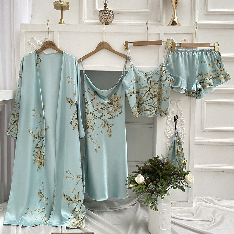 2022 Satin Silk Pajamas Women&#39;s Pajamas Satin Lingerie Nightgown Satin Nightdress Sleepwear 