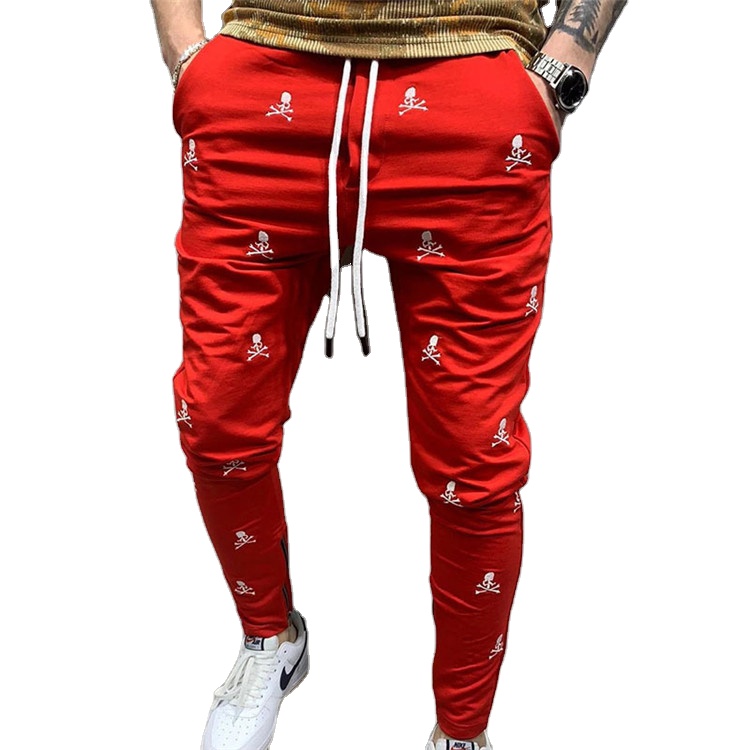 Wholesale Oem Men Jogger Sweatpants New Design Custom Skull Logo Print Sports Skinny Joggers 