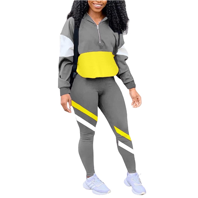 Ropa Deportiva Mujer Women&#39;s Casual Sportswear 2 Piece Zip Top Jacket And Elastic Waist Pants Women&#39;s Windbreak Coat Sportswear 