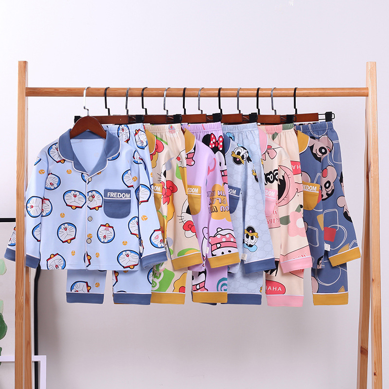 Casual Long Sleeve Winter Cartoon Knitted Pajamas Baby Kids Girls&#39; Sleepwear Pjs Pyjamas Cotton Kids Pajamas 