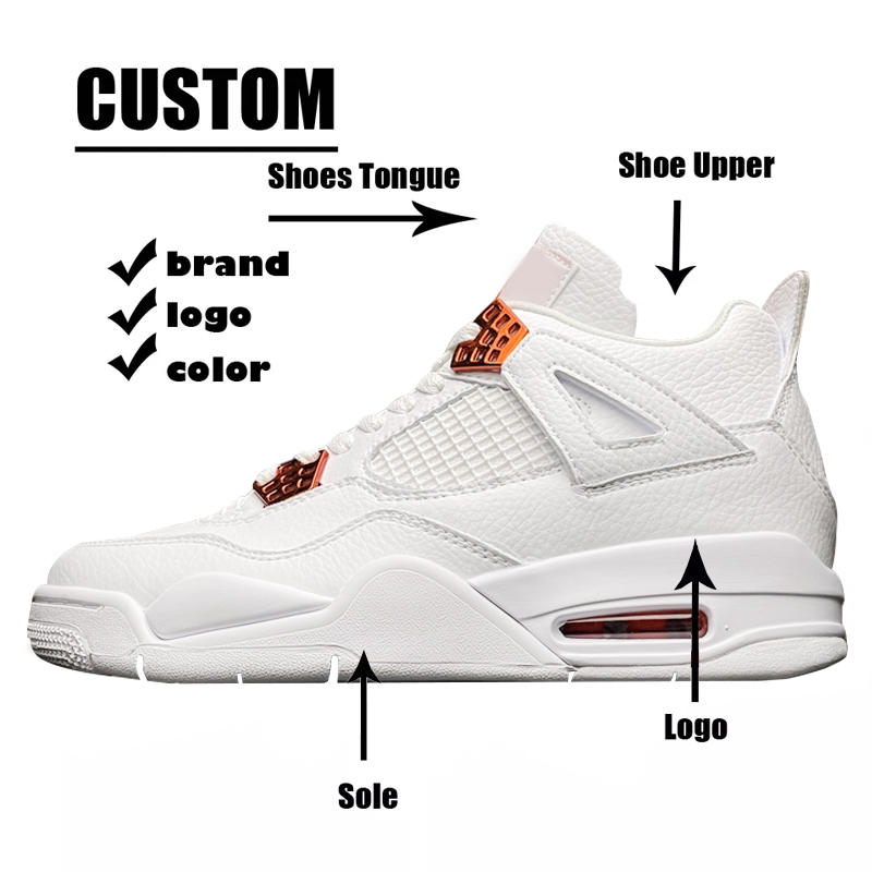Wholesale Luxury Casual Brand Fashion Skateboarding Sneakers Shoes Mixed Aj 4 White Style For Men 