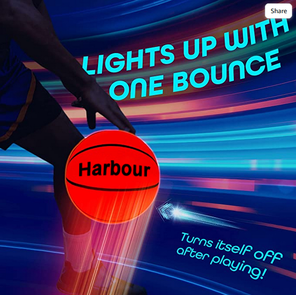 Glow In The Dark Size 7 Basketball For Teen Boy - Glowing Basket Ball,Light Up Led Toy For Night Ball Games - Sports Stuff 
