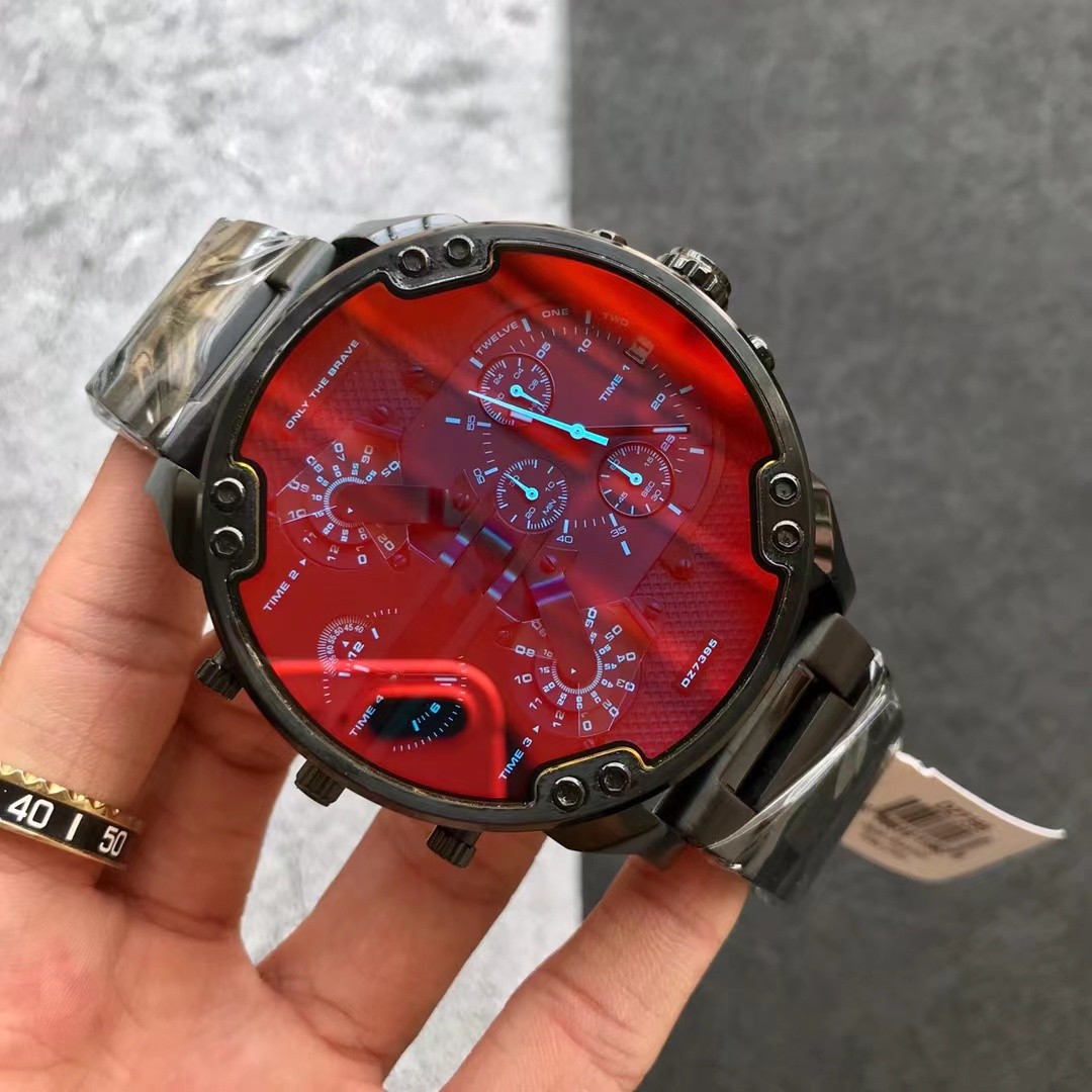 Hot Sale Large Dial Mens Wrist Quartz Watch Stainless Steel Black Watches For Men Dz7395 