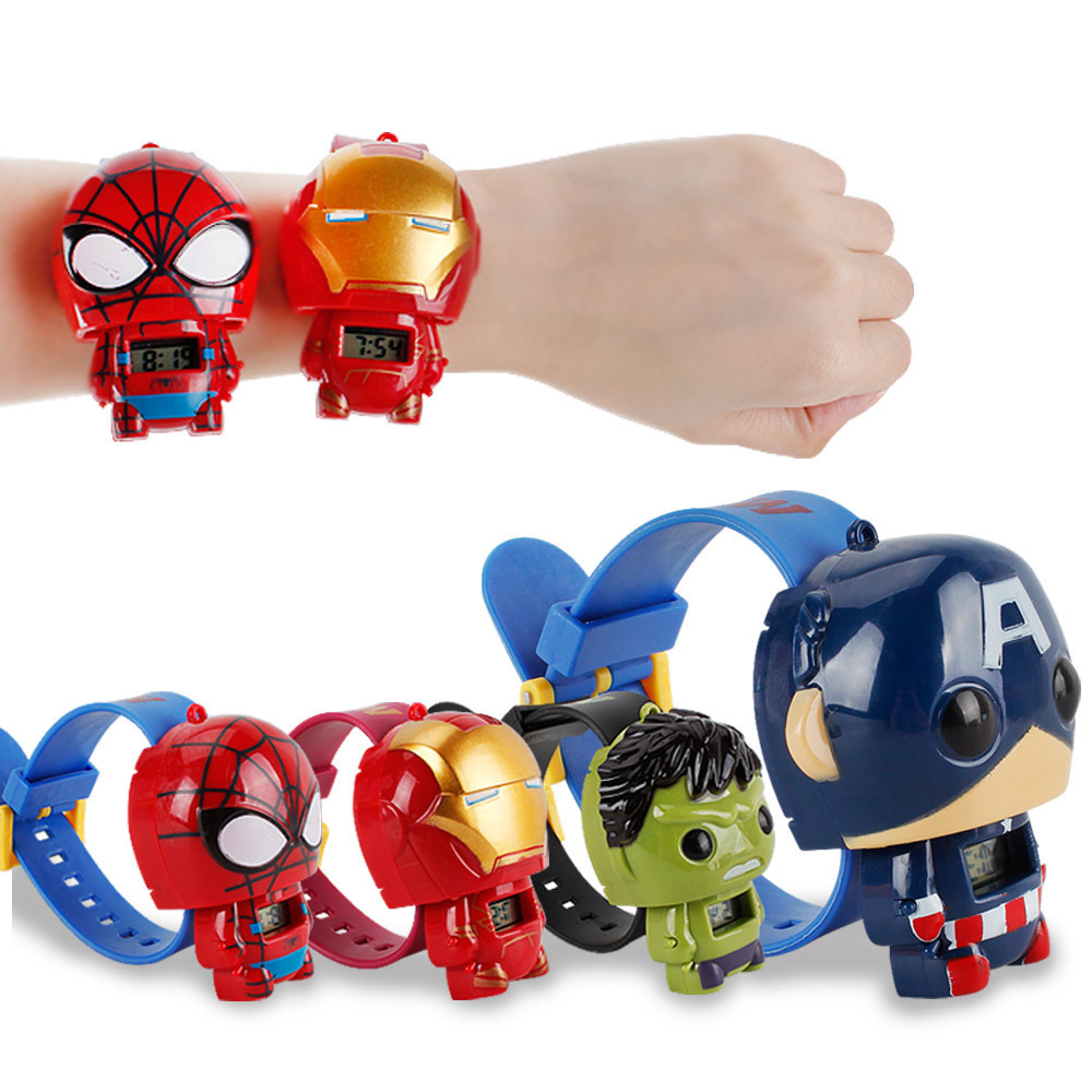Hot Selling Kids Watch Transformation Toys For Kids In Marvel Cute Shape Spider-man Q Version Children&#39;s Toy Gift 