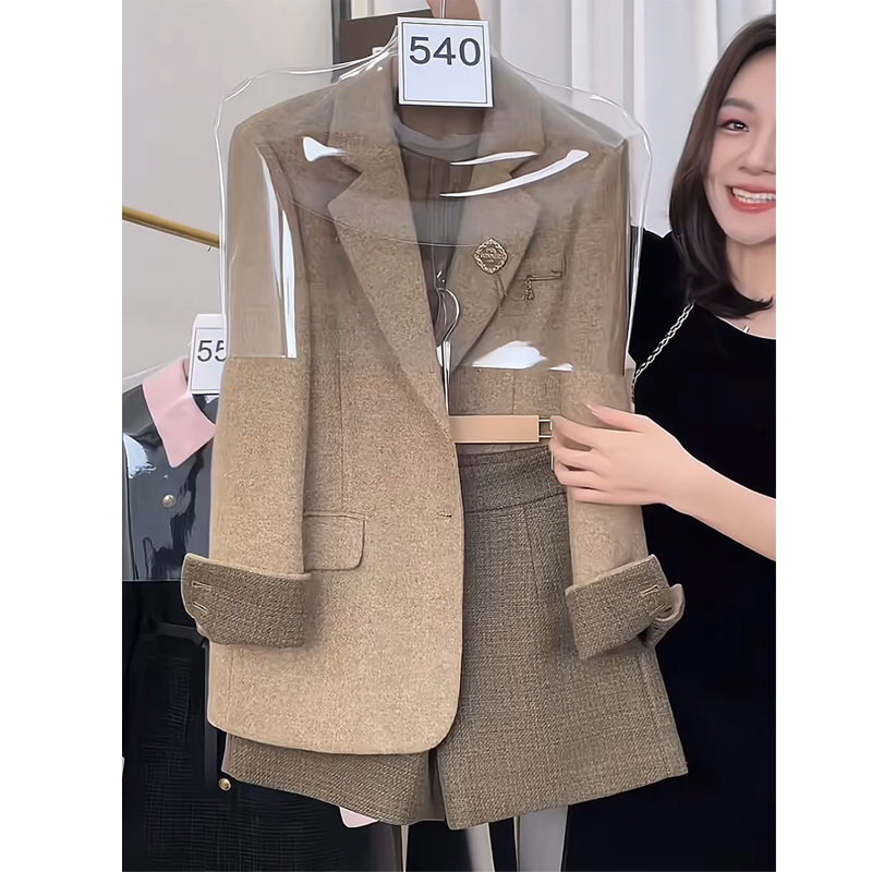 Custom Made High-grade Small Dress High-end Celebrity Temperament Khaki Suit Shorts Two-piece Suit for Women
