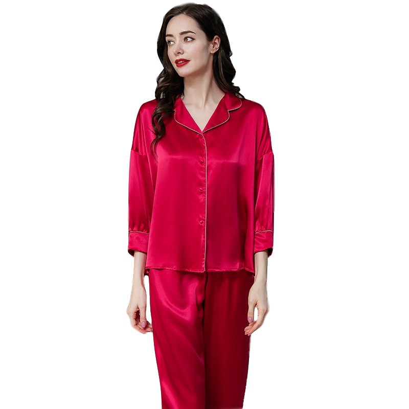 High Quality Wholesale Luxury 100% Mulberry Silk Pajamas Ladies Sleepwear 100% Silk Pajamas 