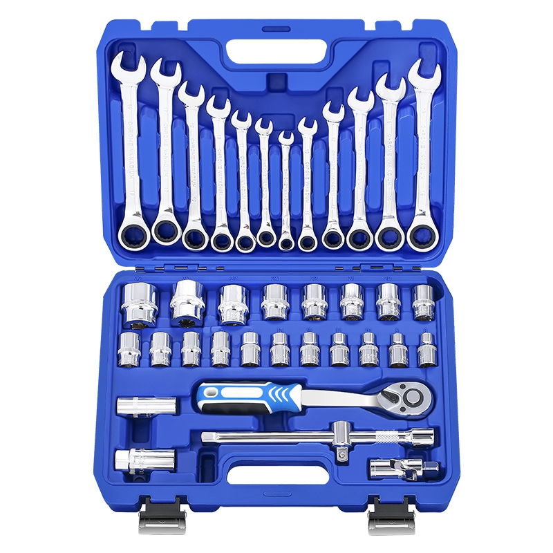 Goldmoon Portable Industrial Version Auto Car Repair Hand Kit Tool Custom Combination Socket Wrench Set With Plastic Box 