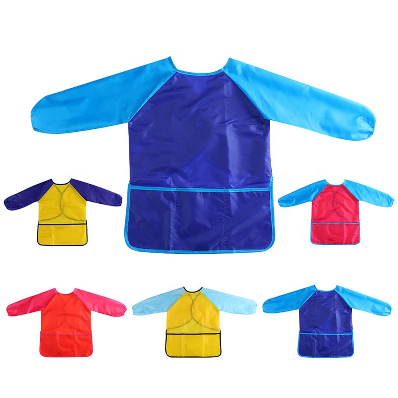 Cute Children Kids Long Sleeve Apron Drawing Painting Waterproof Smock Craft Art Bib 