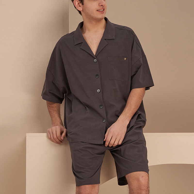 Wholesale Loungewear Men Short Sleeve Cotton Pajama Set Male Plus Size Sleep Clothing Casual Sleepwear Men&#39;s Sleepwear 