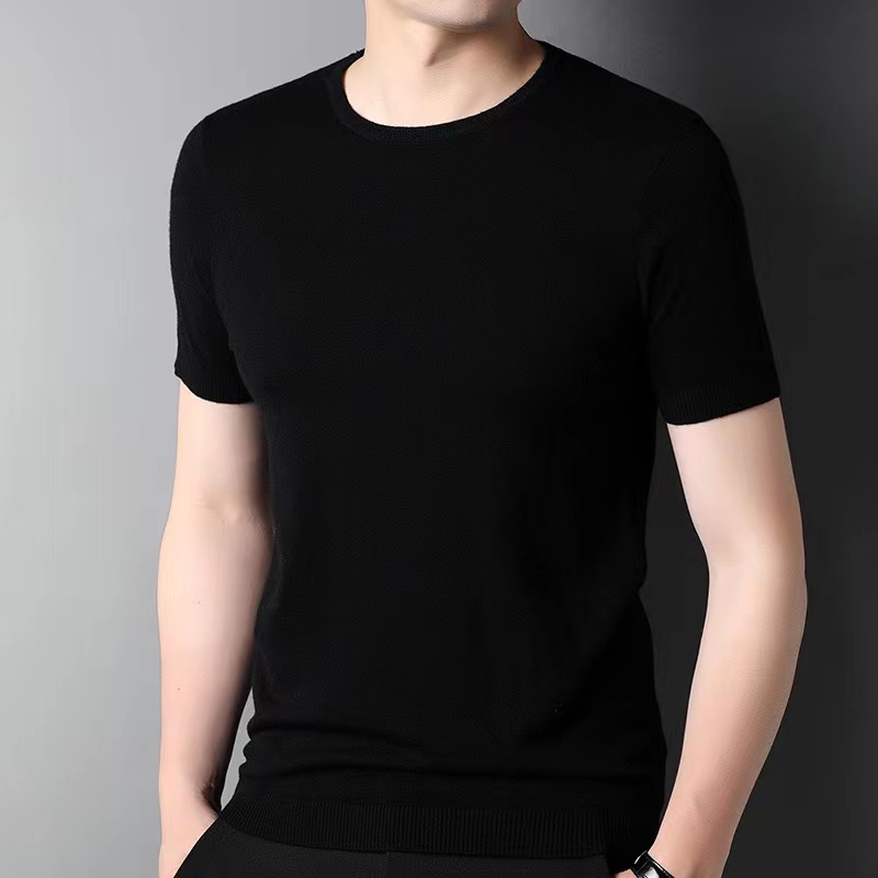 High Quality Round Neck Short Sleeve Cashmere 100% Merino Wool Tee Men Fit T-shirt Mens 