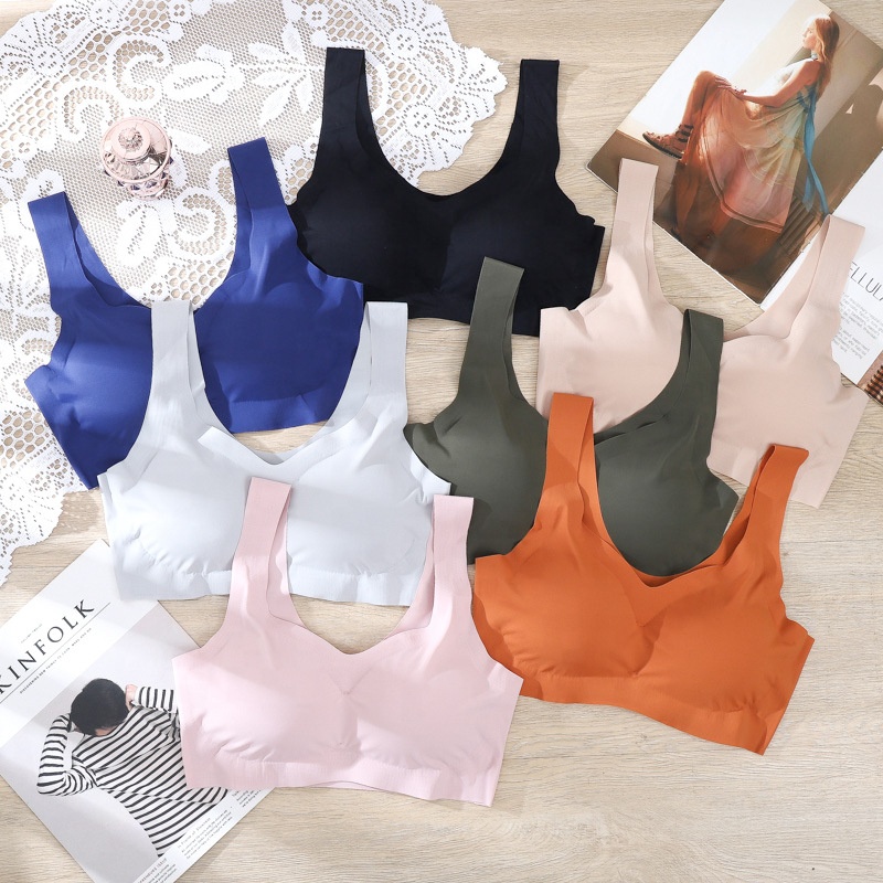 Z090 Young Girl&#39;s Solid Color Simple Bra Seamless Padded Yoga Sport Bras Women&#39;s Lingerie Underwear 