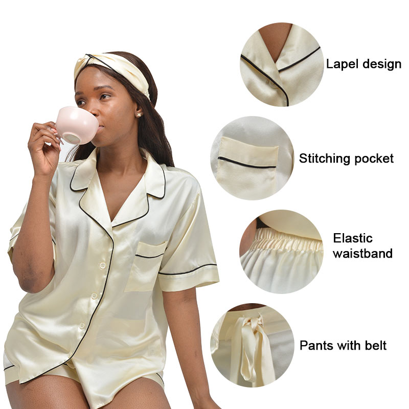 High Quality Pajamas Sleepwear Women&#39;s Two Piece Set Sexy Female Spring And Summer Mulberry Silk Girl Pajamas 